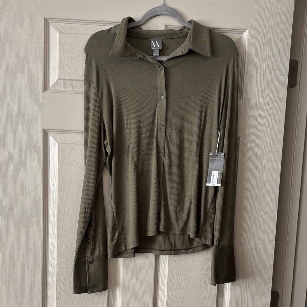 Worthington Olive Green Blouse